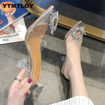 Luxury Women Pumps 2019 Transparent High Heels Sexy Pointed Toe Slip-on Wedding Party Brand Fashion Shoes For Lady PVC